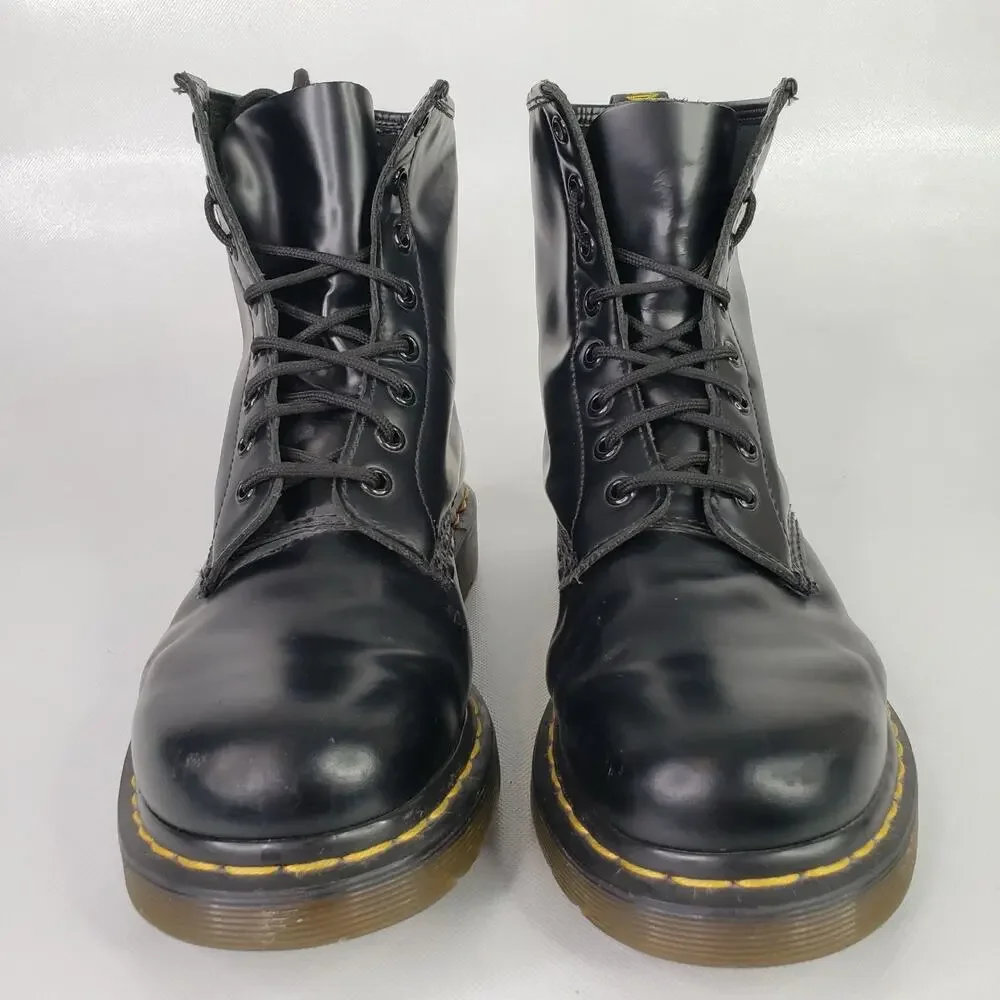 Dr. Martens Dc Black Patent Leather Combat Utility Boots Women’s 9 Lace Up Eye